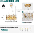 Luxury Gold 12-Light Round K9 Crystal Chandelier for Living Spaces