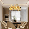 Luxury Gold 12-Light Round K9 Crystal Chandelier for Living Spaces