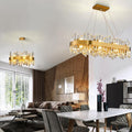 Luxury Gold 12-Light Round K9 Crystal Chandelier for Living Spaces