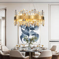 Luxury Gold 12-Light Round K9 Crystal Chandelier for Living Spaces