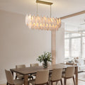 Luxury Modern Alabaster Brass Rectangle Chandelier with Adjustable Height