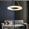 Elliot's Grace: Round Alabaster Plate Chandelier, Exquisite Illumination