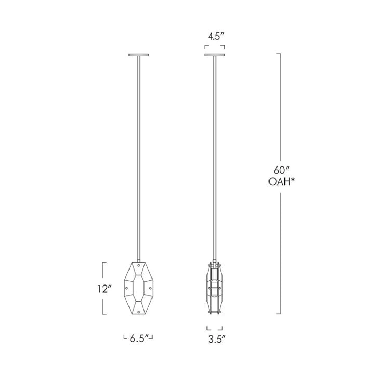 Faceted Smoke Crystal Pendant Light - Ineffable Lighting