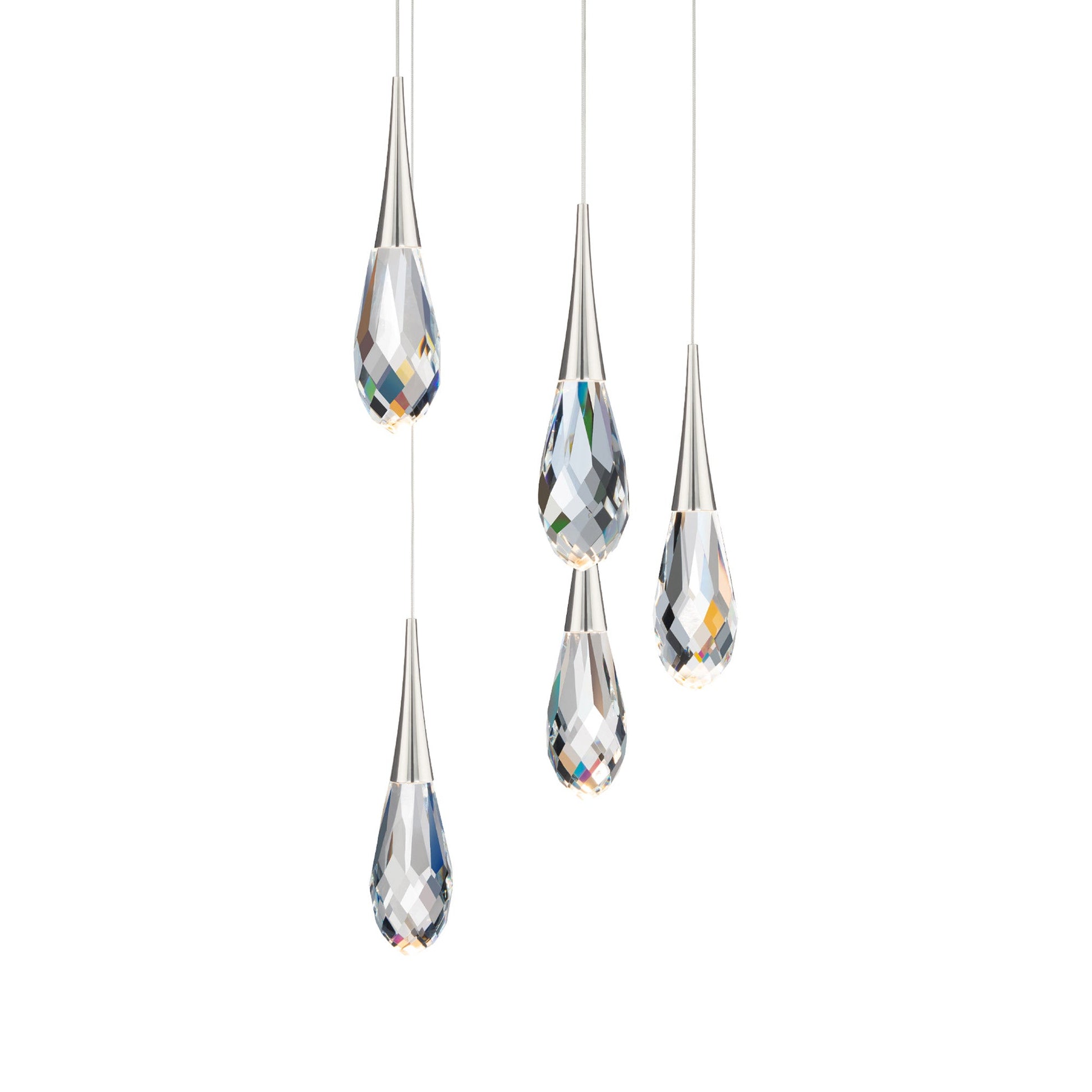 Hibiscus LED Multi Light Pendant Light in Polished Nickel (5-Light).