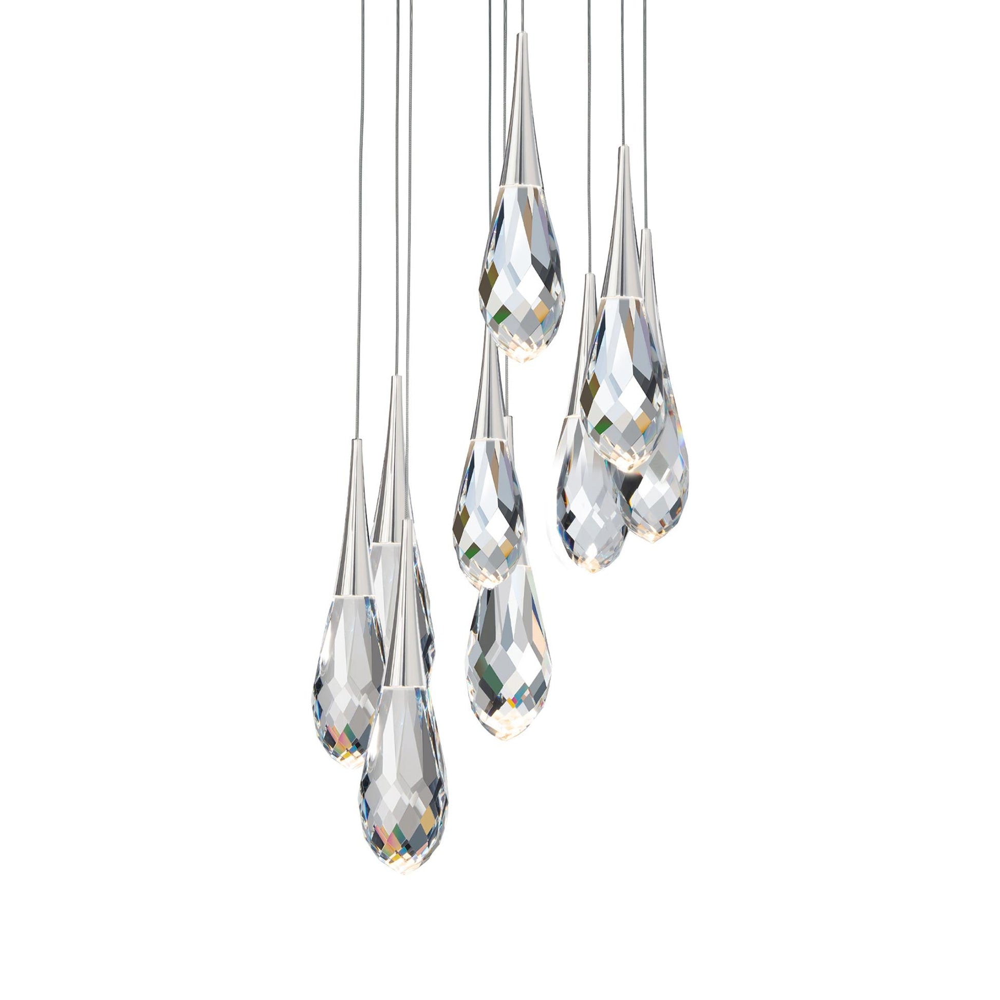 Hibiscus LED Multi Light Pendant Light in Polished Nickel (9-Light).