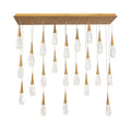 Hibiscus Linear LED Multi Pendant Light in Aged Brass (23-Light).
