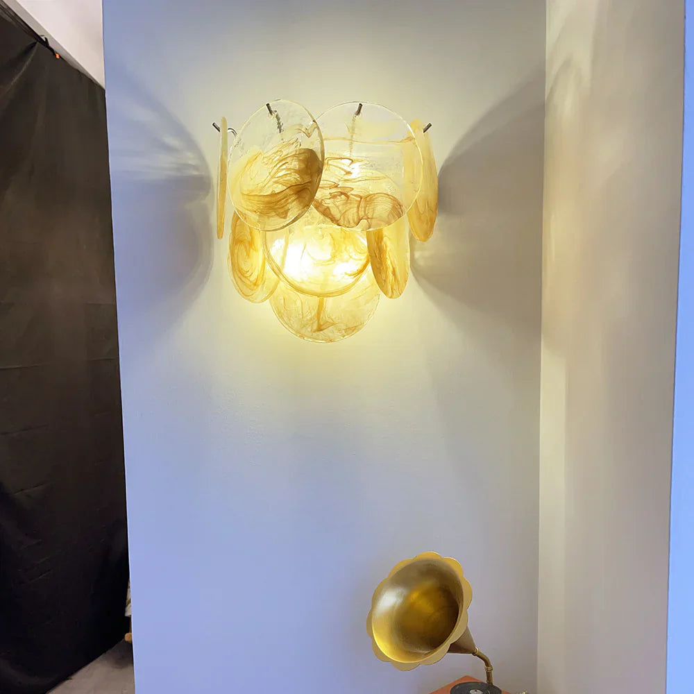 Gold Vintage Murano Glass Wall Lamp 13.4"