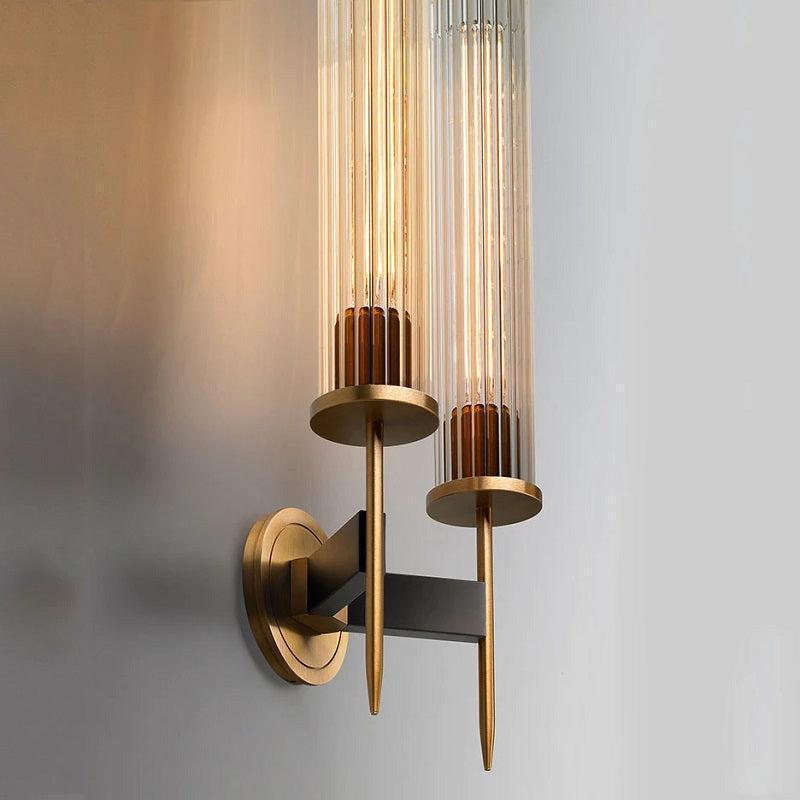 Industrial Wind Crystal Shade Candlestick Wall Sconce (Double) - Ineffable Lighting