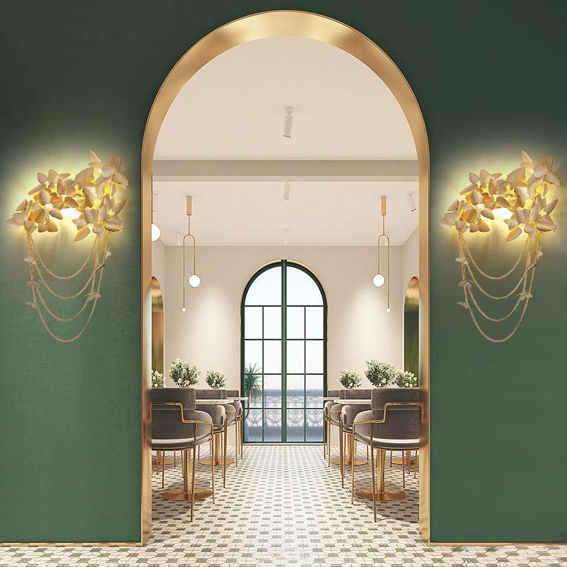 Della Modern Gold Leaf Bedroom Sconce - Ineffable Lighting