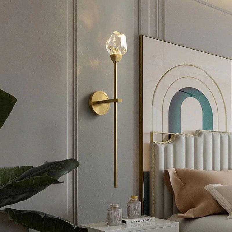 Zora Faceted Crystal Wall Sconce Using Long Rod - Ineffable Lighting