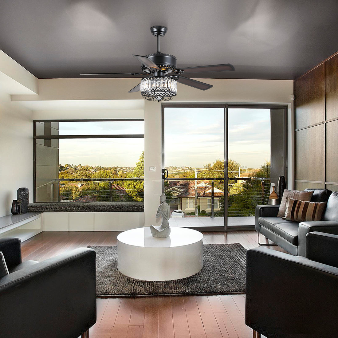 Farmhouse Crystal Ceiling Fan Light