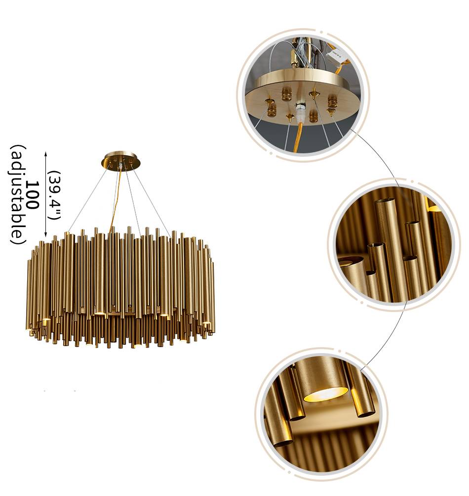 fancilighting Luxury Drum Gold Stainless Steel Chandelier for living room, dining room image | luxury lighting | luxury decor