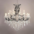 Grand Black Crystal Chandelier: 24-Light Modern Fixture for High Ceilings