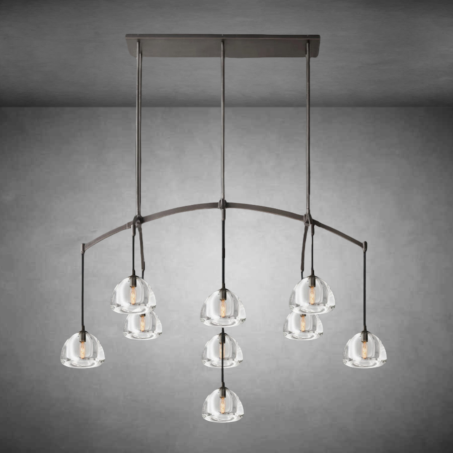 Hemispher Modern Glass Linear Chandelier 54'' 72''