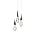 Hibiscus LED Multi Light Pendant Light in Black (3-Light).