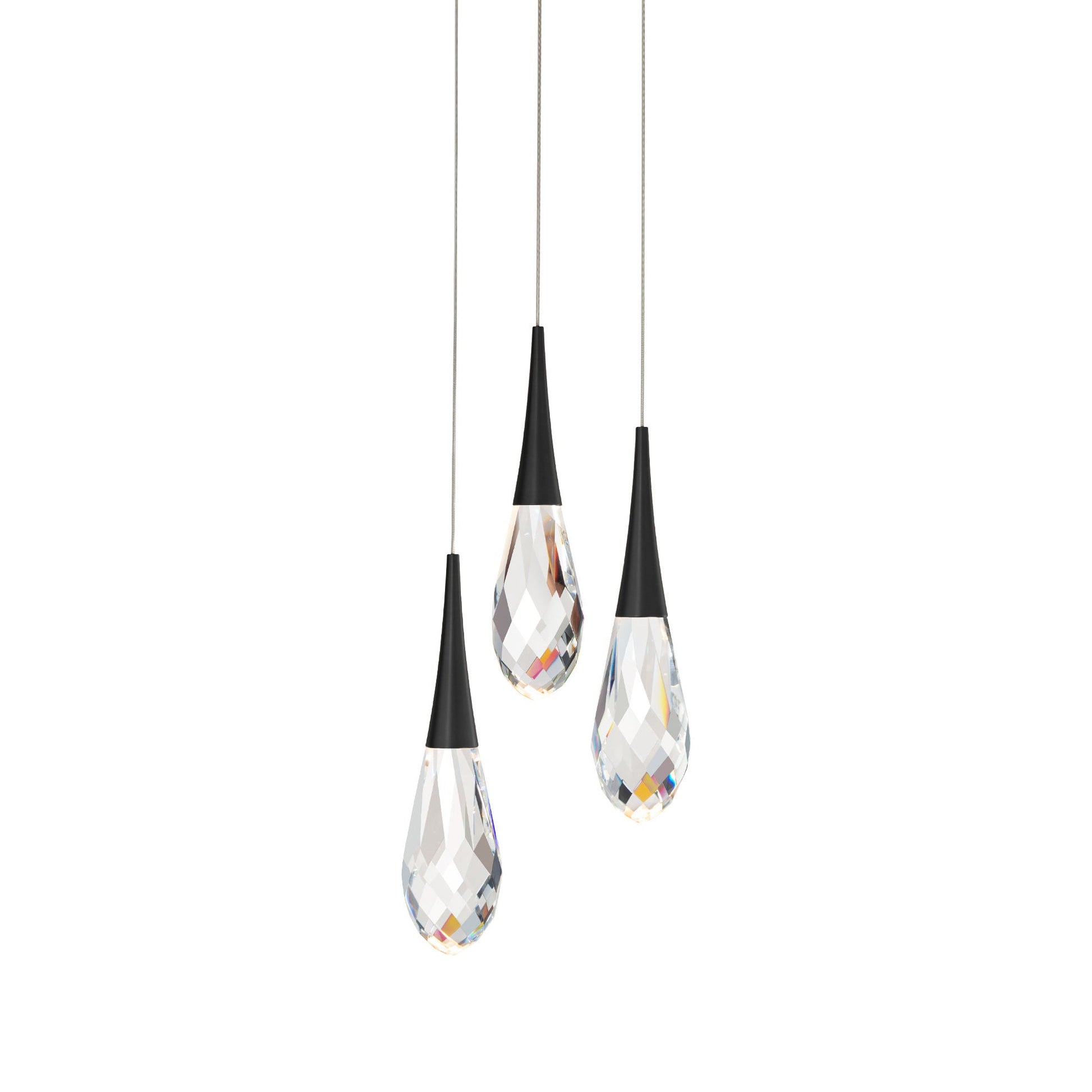 Hibiscus LED Multi Light Pendant Light in Black (3-Light).
