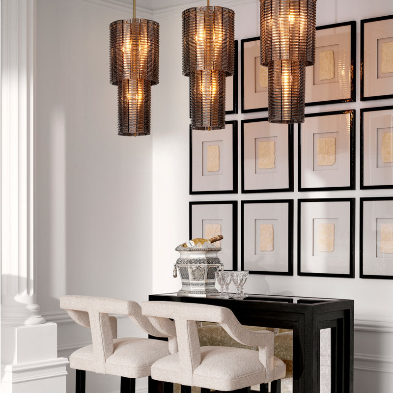 Imperial 6-Light Chandelier with Brushed Brass Finish and Smoke Glass Accents