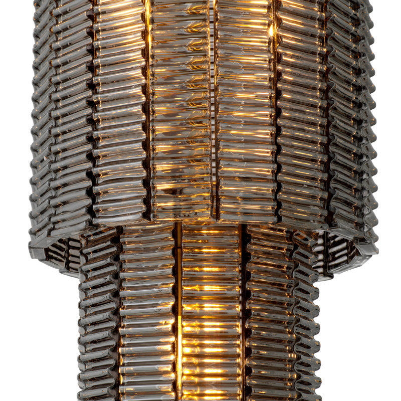 Imperial 6-Light Chandelier with Brushed Brass Finish and Smoke Glass Accents