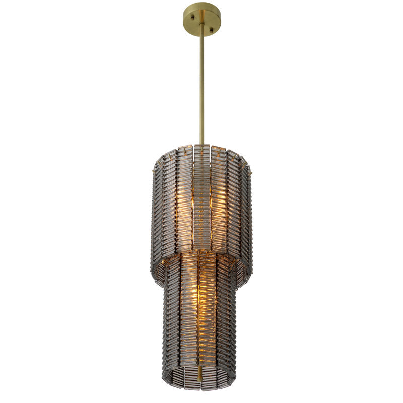 Imperial 6-Light Chandelier with Brushed Brass Finish and Smoke Glass Accents