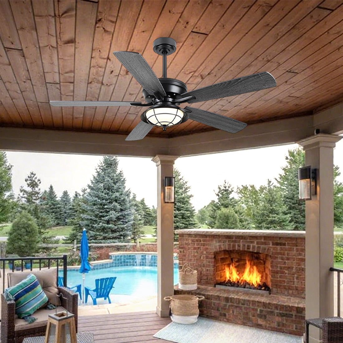 Indoor/Outdoor Ceiling Fans Farmhouse Modern Style 52"