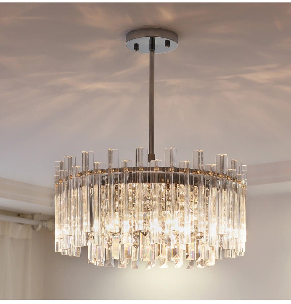 fancilighting Chrome crystal ceiling chandelier for living room, dining room, bedroom Warm Light / Dimmable