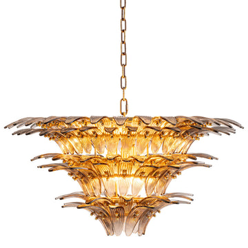 Eichholtz Italo 9-Light Chandelier: Elegant Ribbed Smoked Glass Lighting Fixture