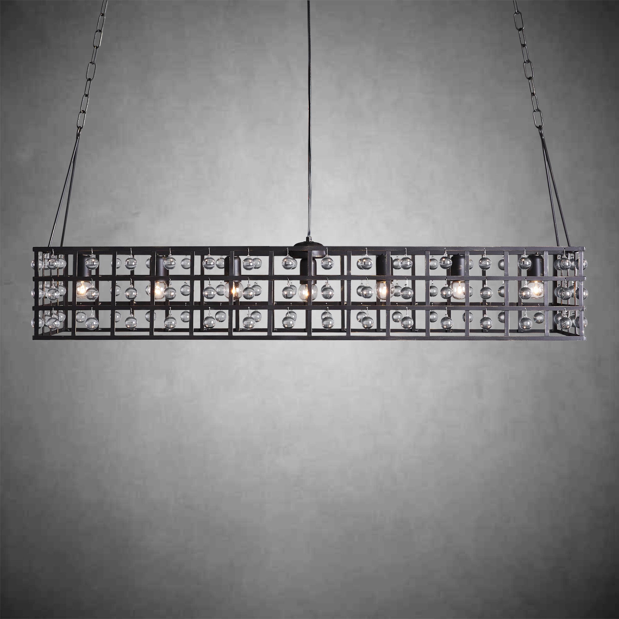 La Cage Rectangular Chandelier 7 Light