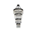 Black Large Elegant Multi-layers Glam Glass Metal Edging Chandelier for High-ceiling Staircase/Entryway/Living/meeting Room