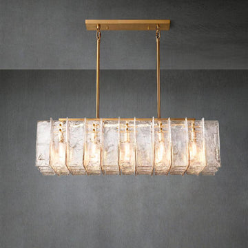 Lattce Clear Glass Rectangular Chandelier 49"67''