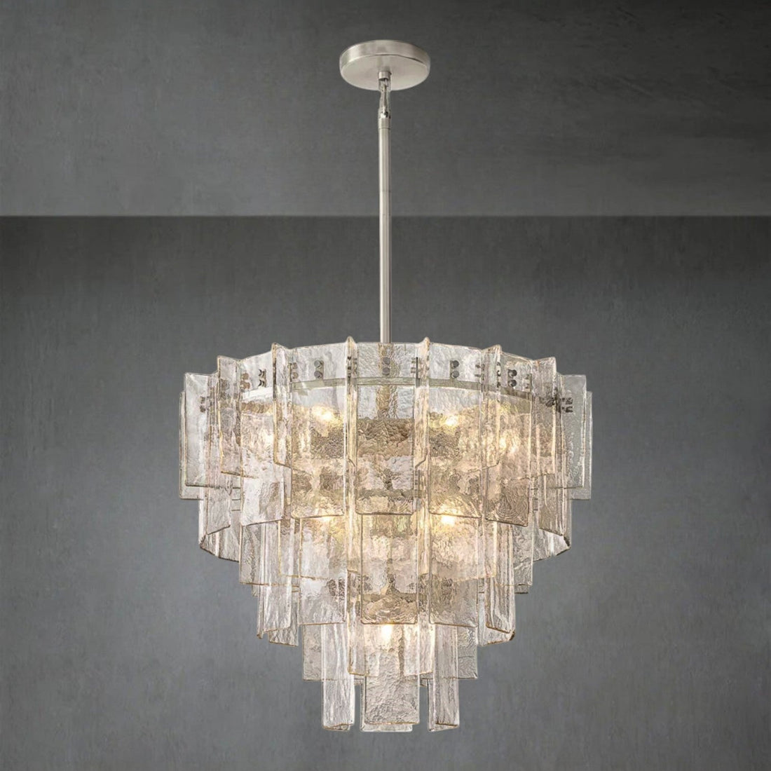 Lattce Clear Glass Tiered Round Chandelier 36"