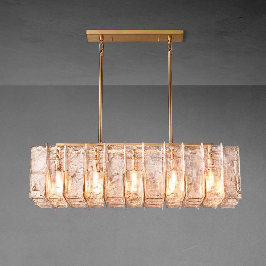 Lattce Somke Glass Rectangular Chandelier 49"67''