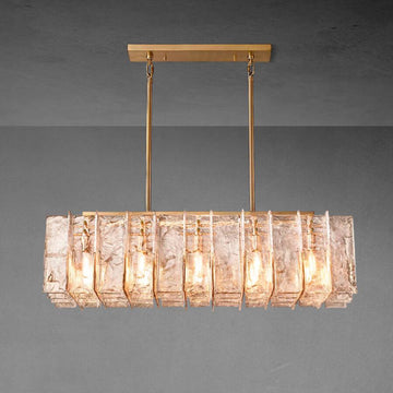 Lattce Somke Glass Rectangular Chandelier 49"67''