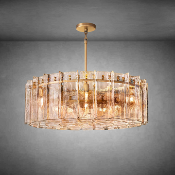 Lattce Somke Glass Round Chandelier 36''48"