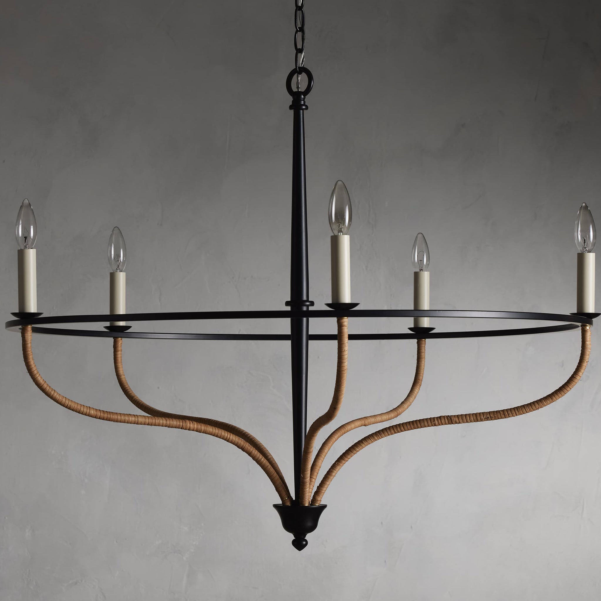 Losalind Rattan Chandelier in Black