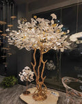 Luxury Creative White Ceramic Ginkgo Biloba Copper Branch Art Design Floor Lamps for Living Room/Bedroom/Dressing Room