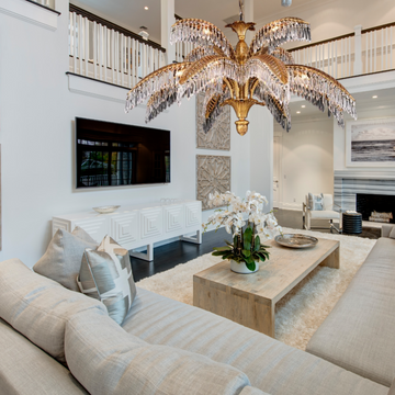 Luxury Palm Tree Crystal Chandelier in Brass for Living Room and Low Ceiling Spaces