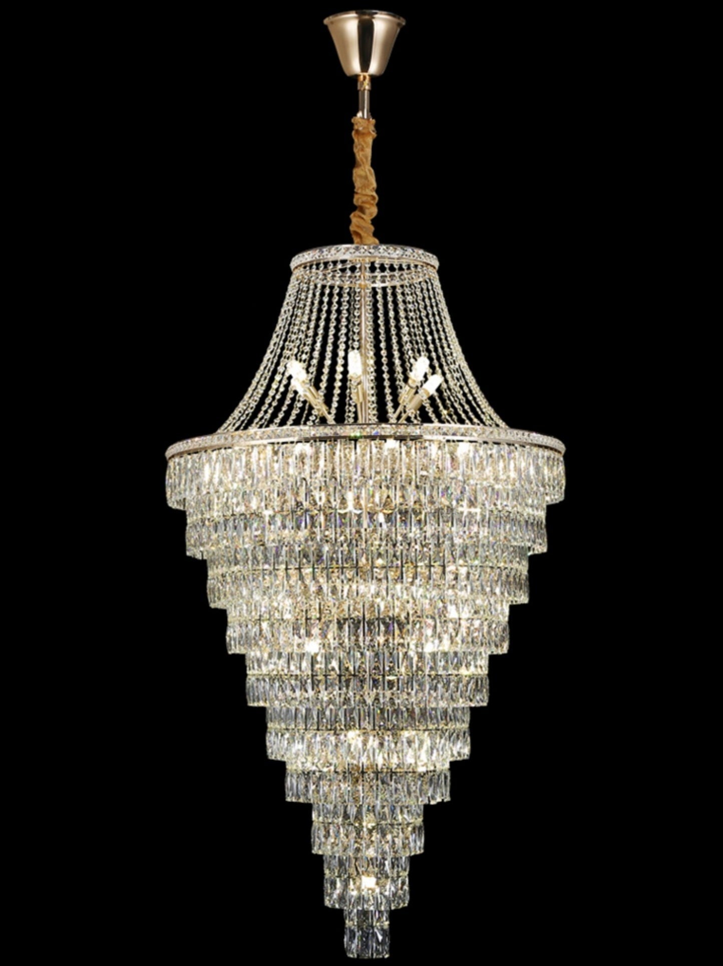 Magnificent Extra Large Foyer Hall Chandelier Tiered Crystal Ceiling Lighting Fixture For Living Room Decor