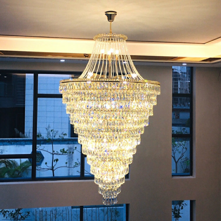 Magnificent Extra Large Foyer Hall Chandelier Tiered Crystal Ceiling Lighting Fixture For Living Room Decor