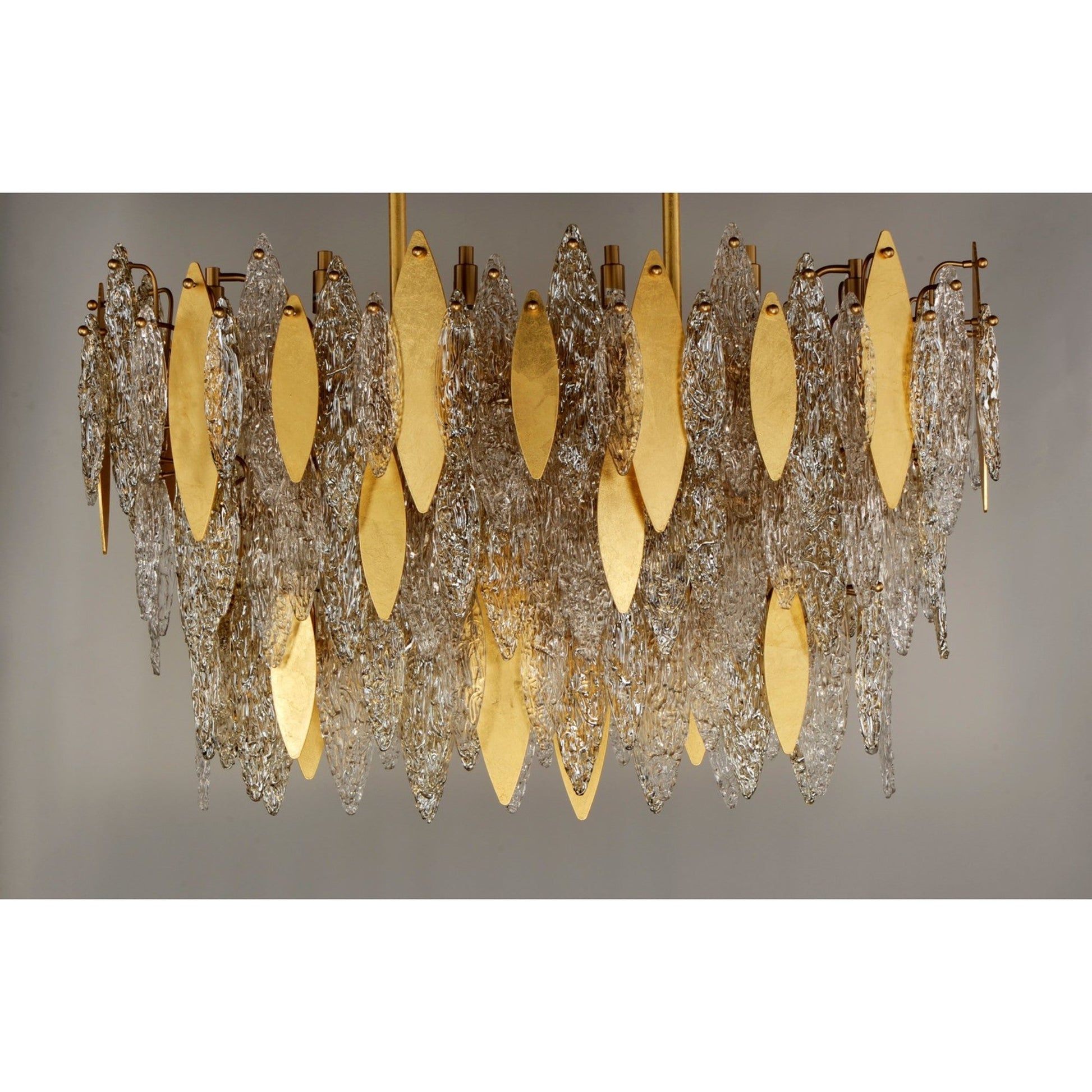 Majestic Gold Leaf 18-Light Linear Chandelier, 40-inch - Bees Lighting