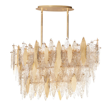 Majestic Gold Leaf 18-Light Linear Chandelier, 40-inch - Bees Lighting