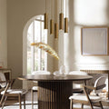 Matthie Brass Finish Steel & Glass Chandelier with Dimmable LEDs