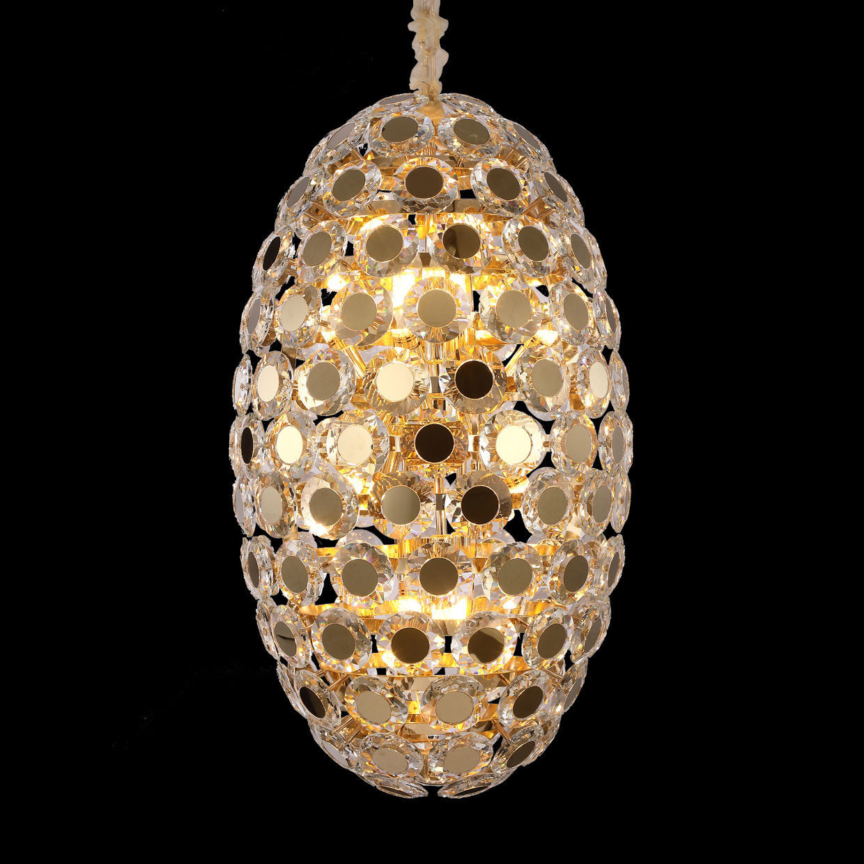 Sparkling Michael Amini 14-Light Crystal Geometric Chandelier with Gold Metal Frame