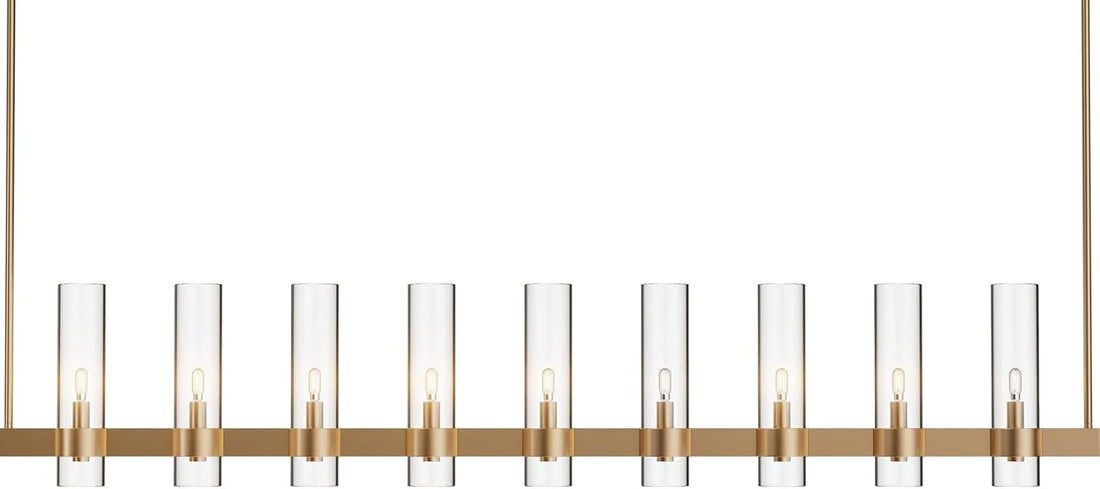 Modern Farmhouse 9-Light Brass Kitchen Island Chandelier with Adjustable Linear Design