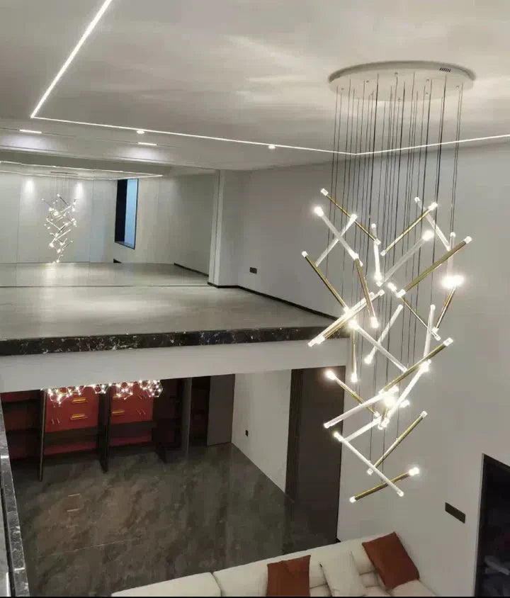 Modern Italian Creative Art Sticks Ceiling Chandelier for Living Room/Staircase/Hotel Lobby， round ,rectangle, extra large , oversized, sticks, acrylic, adjustable, foyer, duplex