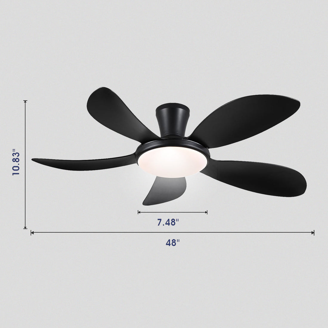Modern LED Ceiling Fans Low Profile Ceiling Fans with Lights 6 Speeds 48"