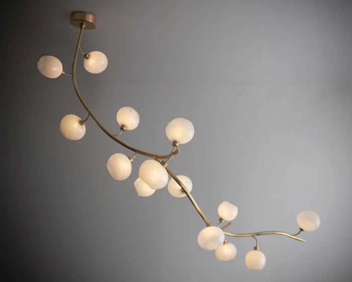 Modern Linear Brass Branches Chandelier for Dining Room