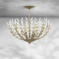 Morrigan Flushmount Brass & White Glass Ceiling Chandelier