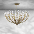 Morrigan Flushmount Brass & White Glass Ceiling Chandelier