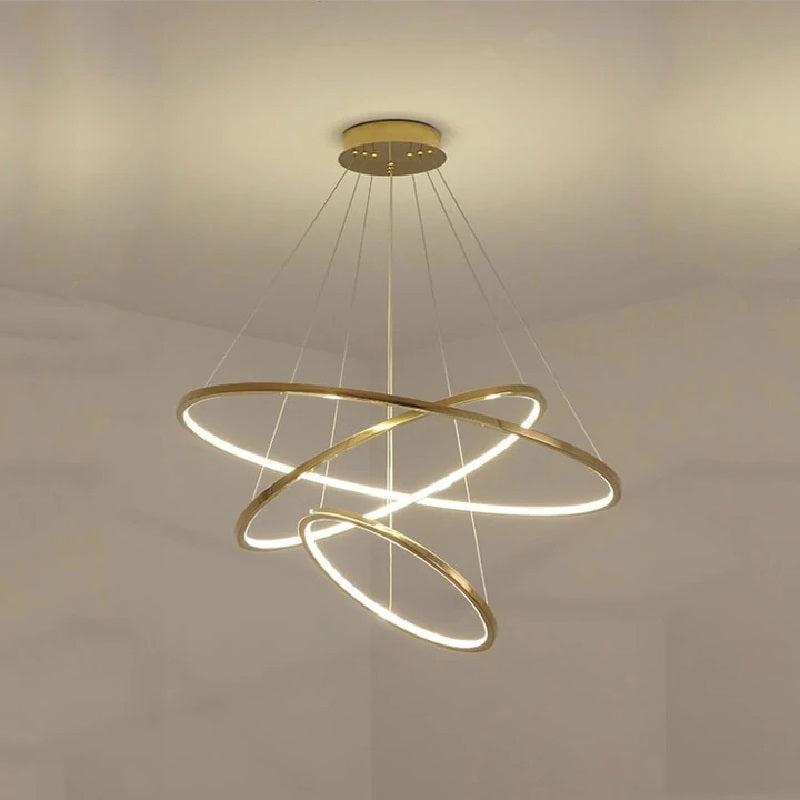 Multi Rings Modern Staircase Chandelier - Ineffable Lighting