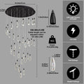 Naleya 43-Light Round Raindrop LED Crystal Chandelier for High Ceilings